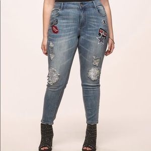 🎸🌟💋LORALETTE SEQUIN ROCKSTAR PATCH JEAN💋🌟🎸
